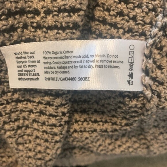 EILEEN Fisher Classic Boucle Stripe Cardi, Taupe/Black Stripe ,Size Medi… - Picture 7 of 8